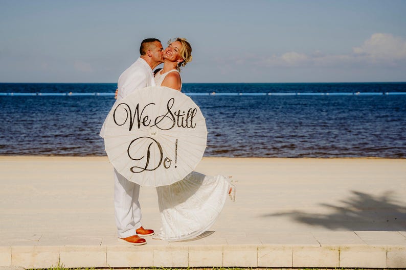 Wedding Vow Renewal Anniversary Umbrella Parasol Custom Sign Banner Photography Prop Ceremony Decor
