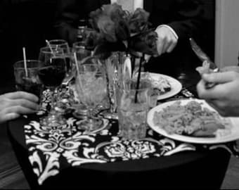 Manteles cuadrados con diseño floral en blanco y negro para centro de mesa de boda, recepción, despedida de soltera, decoración clásica.