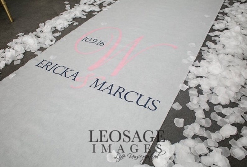 Real Fabric Aisle Runner Personalized Wedding Monogram Isle Etsy