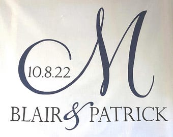 Custom Wedding Aisle Runner Hand Painted Isle Real Fabric Ceremony Decoration Idea Personalized Monogram Keepsake Gift