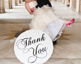 Tarjeta de agradecimiento para bodas, sombrilla, parasol, accesorio fotográfico personalizado, decoración de playa, letrero personalizado para ceremonia