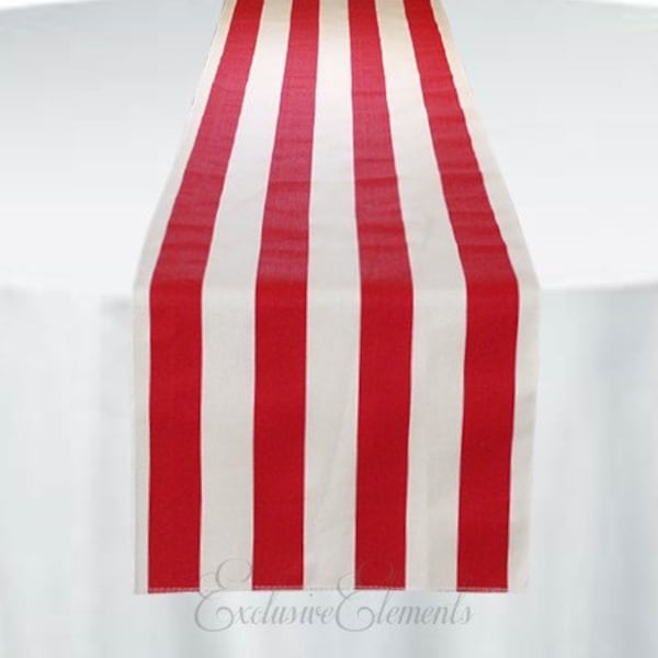 Red Stripe Table Runner Table Centerpiece Red and White Wedding Decor Linens Party Shower Decor Reception Canopy Circus Carnival Decor
