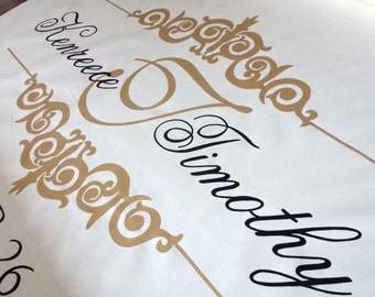 Alfombra de pasillo personalizada pintada a mano con monograma para ceremonia de boda, decoración de tela auténtica, regalo nupcial personalizado