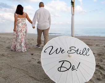 Vow Renewal Wedding Anniversary Sign Umbrella Parasol Custom Beach Decor Photography Prop Bridal Accessory Gift