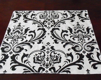Black and White Table Square Overlay Damask Wedding Decor Floral Centerpiece Bridal Baby Shower Linens Birthday Party Decor