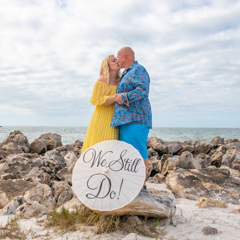Wedding Vow Renewal Anniversary Umbrella Parasol Custom Sign Banner Photography Prop Ceremony Decor