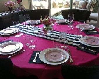 Camino de mesa a rayas blancas y negras, minimalista, moderno, para bodas, centros de mesa, mantelería, recepción y decoración.