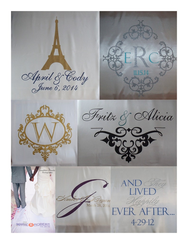 Real Fabric Aisle Runner Personalized Wedding Monogram Isle Etsy