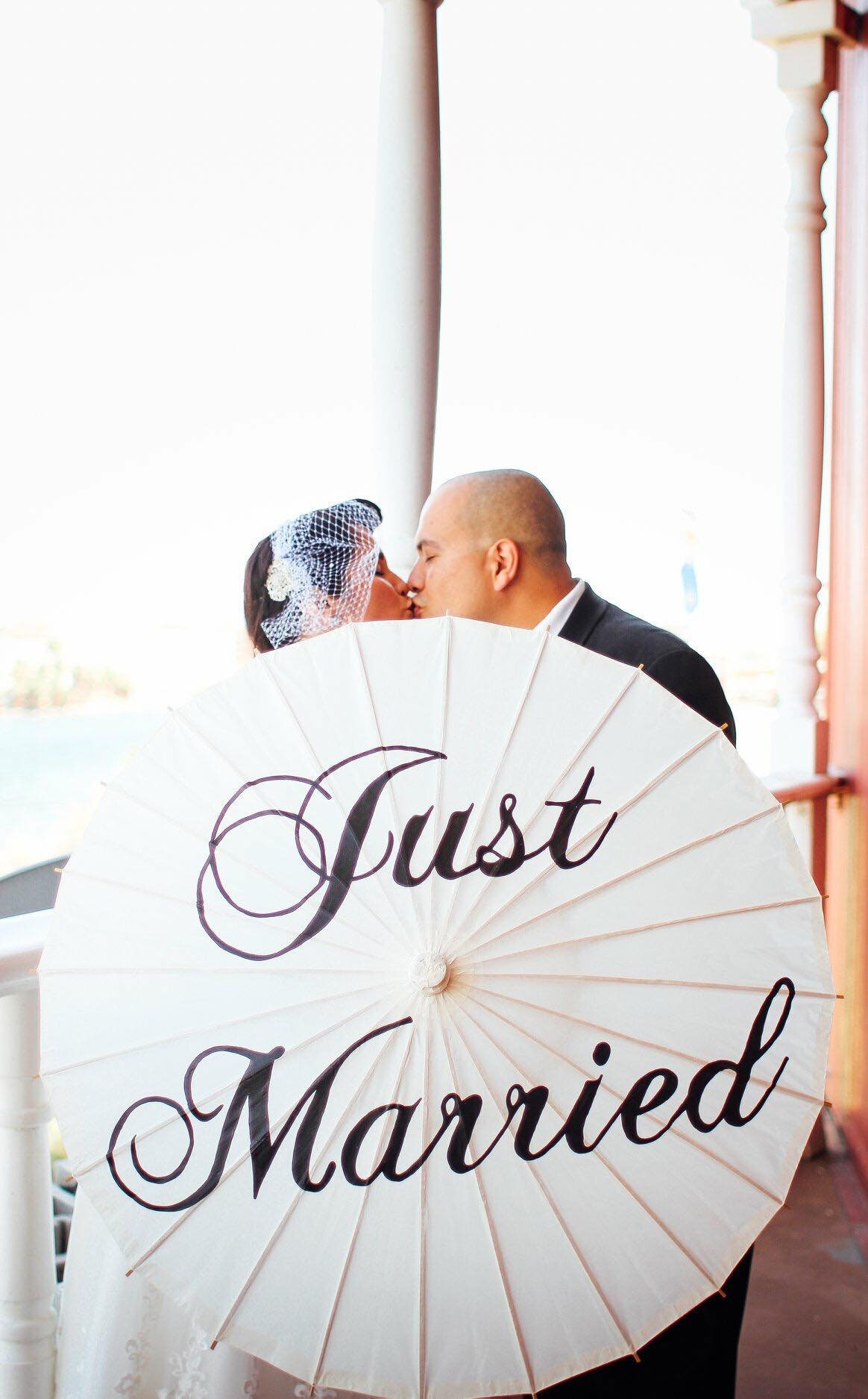 Wedding Ceremony Decor Just Married Parasol Umbrella Sign