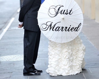 Wedding Umbrella Personalized Custom Just Married Parasol Umbrella Ivory White Decoration Wedding Ceremony Bridal Accessory Decor