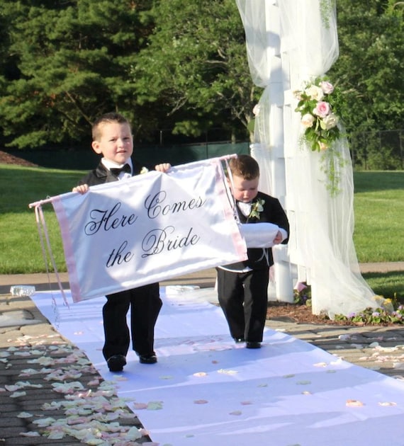 Here Comes the Bride Banner Wedding Sign Ceremony Banner