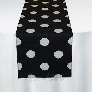 Black and White Polka Dot Table Runner Wedding Centerpiece Party Birthday Shower Decor