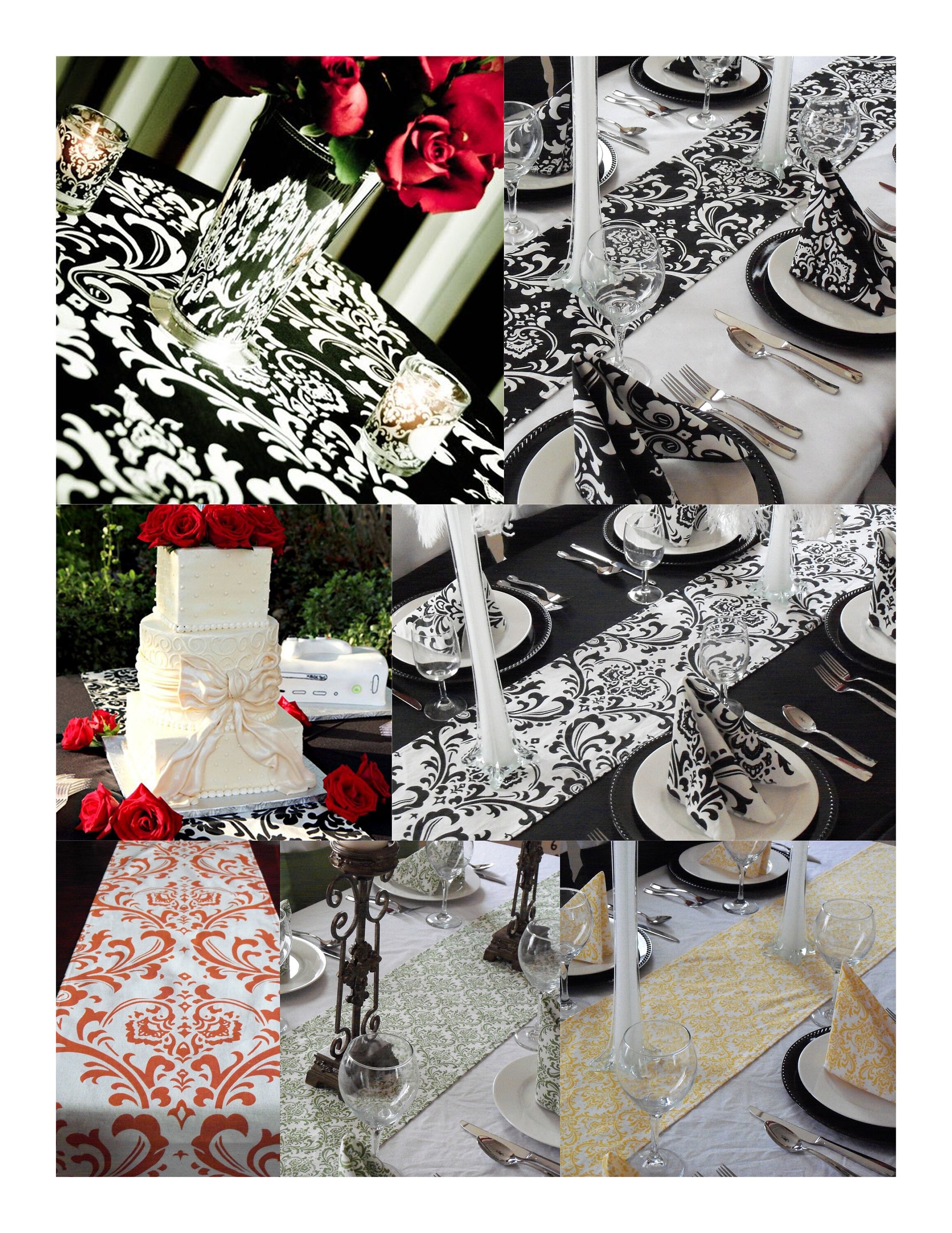 Black and White Table Runner Wedding Floral Table Centerpiece Etsy