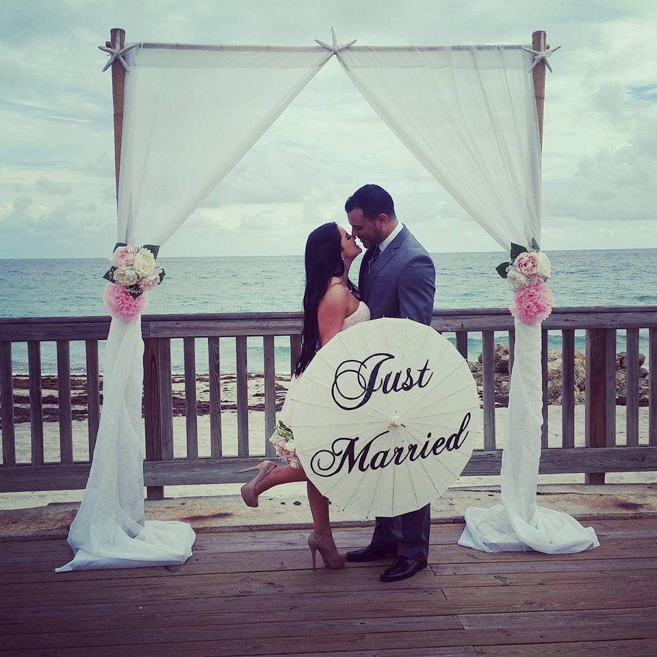 Just Married Parasol Sign Custom Umbrella Ceremony Decoration Wedding Photography Prop Beach Decor Personalized Bridal Accessory