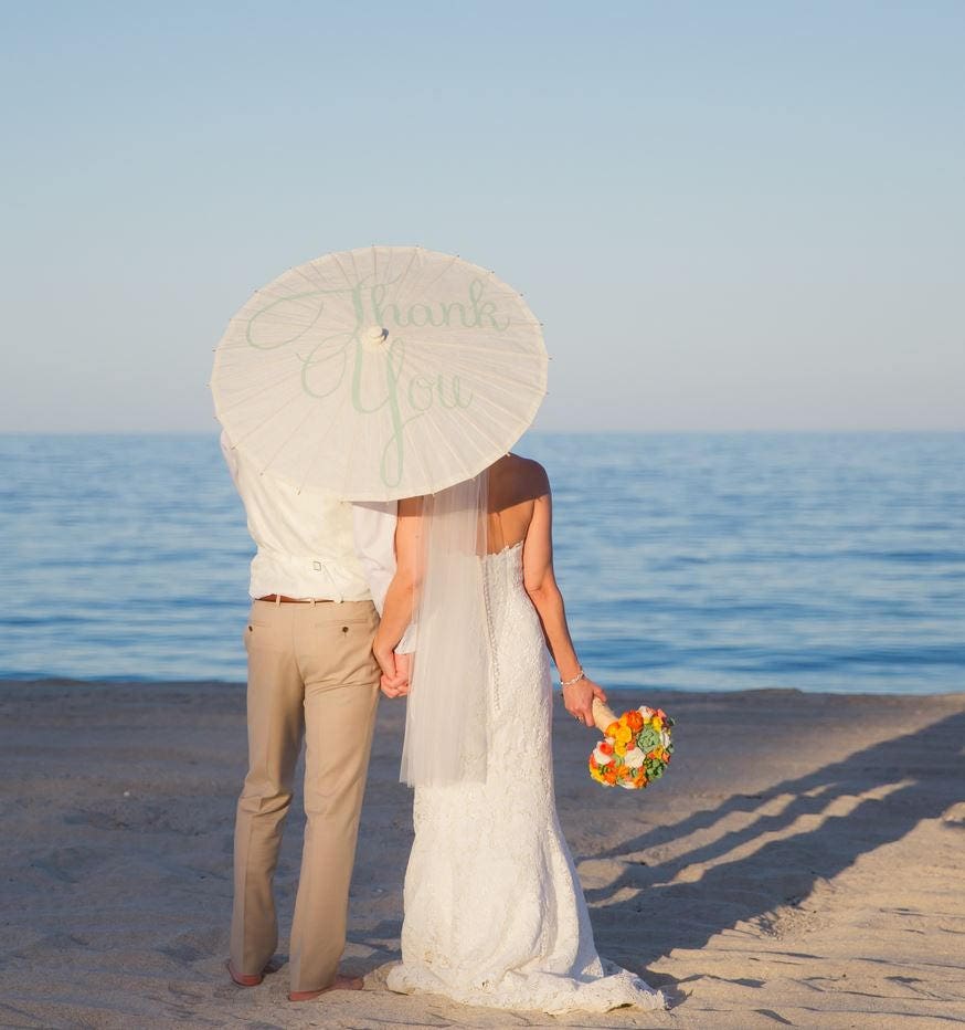 Wedding Thank You Parasol Umbrella Photo Prop Beach Wedding Decor