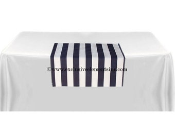 Navy Blue Stripe Overlay Table Square Tablecloth Wedding Centerpiece Navy Stripe Decoration Nautical Linens Navy Stripe Tablecloth