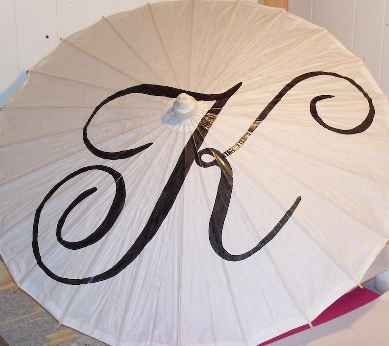 Parasol Umbrella Wedding Monogram Custom Initial Photo Prop Decoration White Ivory Umbrella Ceremony Decor Wedding Ceremony Decor