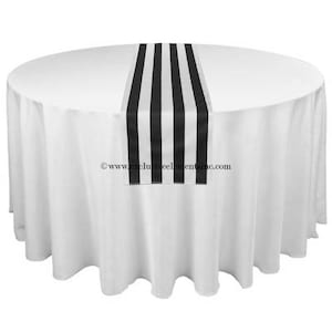 Black and White Stripe Table Runner Wedding Centerpiece Linens Decoration Black Stripe Bridal Shower Reception Decor 12x72&quot;