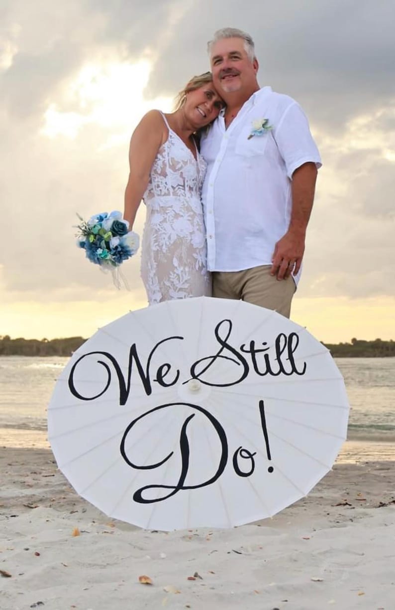 Wedding Vow Renewal Anniversary Umbrella Parasol Custom Sign Banner Photography Prop Ceremony Decor