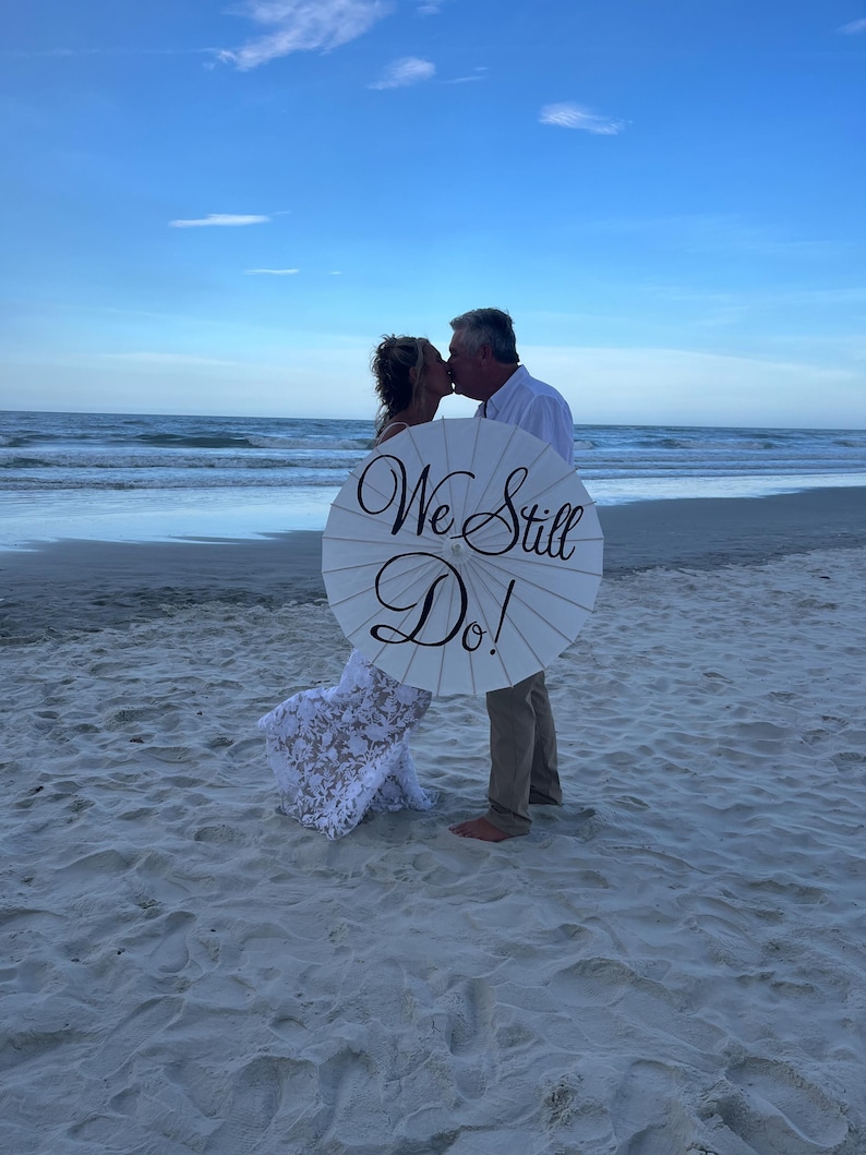 Wedding Vow Renewal Anniversary Umbrella Parasol Custom Sign Banner Photography Prop Ceremony Decor