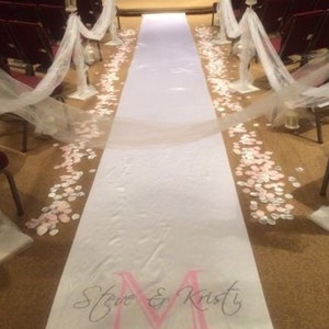 Aisle Runner Wedding Ceremony Decor Custom Real Fabric White Ivory Isle Runner Decoration Personalized Hand Painted Runner 25 Foot Runner