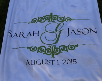 Custom Wedding Aisle Runner Real Fabric Ceremony Decor Personalized Monogram Keepsake Bridal Couple Gift