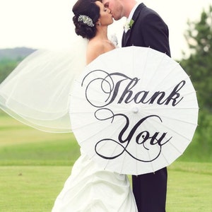 Custom Wedding Decor Personalized Thank You Parasol Sign Hand Painted Umbrella Ceremony Decor Thank You Card Photography Prop Gift