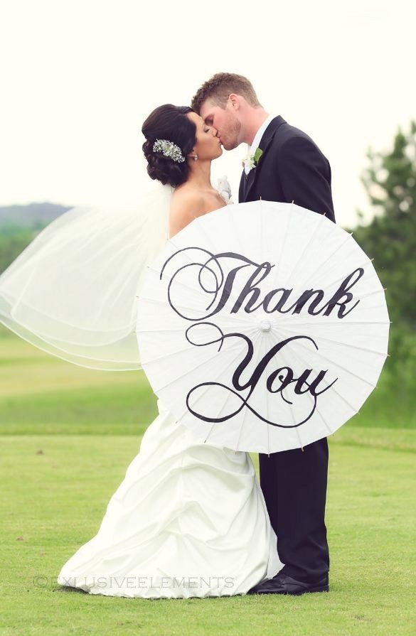 Wedding Personalized Custom Thank You Parasol Hand Painted Umbrella W…