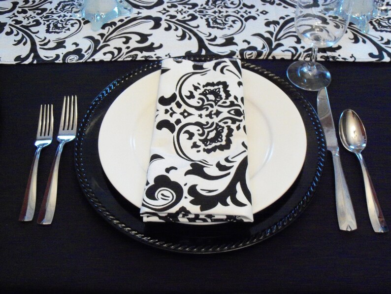 Black and White Napkins Floral Stripe Modern Wedding Table Centerpiece ...