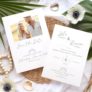 Wedding Invitation Suite Minimalist Template Editable Wedding Invitation with Photo of Couple Wedding Invitation Suite with QR RSVP Card