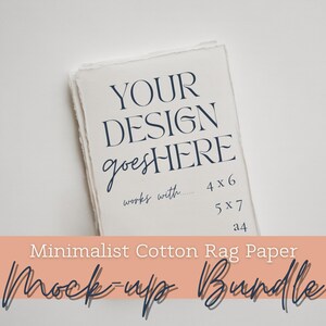 Pacote de mockups de papel de algodão | Papelaria minimalista com layout plano | Mockups elegantes de papel em branco para convites de casamento e modelos do Canva