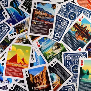 World Tour Travel speelkaarten - 52 speelkaarten - Kaartenpakket, zomerreis, verjaardagscadeau, euroreis, Vaderdag