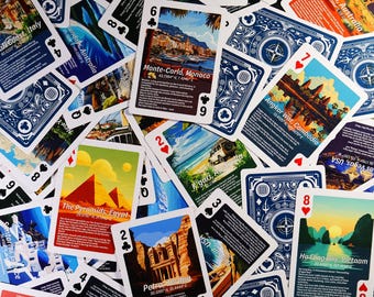 World Tour Playing Cards Travel Gift: 52 Travel Destinations; Christmas Stocking Filler