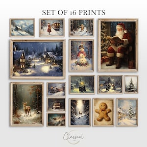 Christmas Gallery Wall With 16 Bundle Warm Winter Printable Wall Art Vintage Winter Art Set Printable Neutral Christmas Downloadable, Art 91