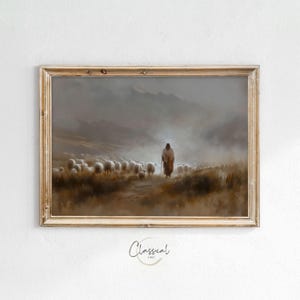 PRINTABLE Christian Artwork Jesus Wall Art, Parable of The Lost Sheep, Jesus Abstract Painting, Good Shepherd, Christian Decor, Art 184