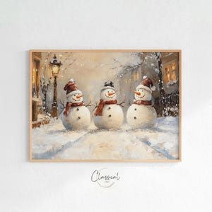 Snowman Decor Vintage Christmas Wall Art Printable, Rustic Winter Home Decor, Digital Christmas Decoration, Holiday Art, Art 47