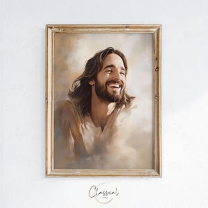 PRINTABLE Laughing Christ Christ&#39;s Embrace Jesus Picture Jesus Painting Jesus Art Christ&#39;s Smile Jesus Watercolor Jesus Wall Art, Art 244