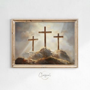 PRINTABLE Christian Wall Art Christian Cross Calvary Art Printable Art Christian Print Religious Art Oil Painting Jesus Art Easter, Art 128