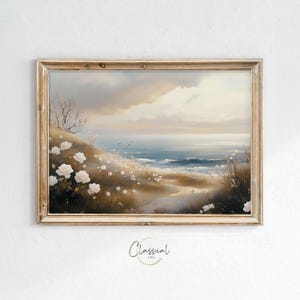 Printable Coastal Printable Wildflower Field Landscape Painting, Vintage Summer Print Beach Print Farmhouse Print Spring Wall Art, Art 252