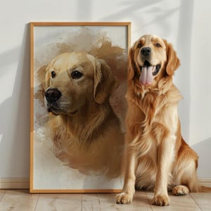 Custom Pet Portrait, Personalised Dog Cat Portrait, Dog Wall Art,Pet Loss Gift, Multiple Pets Portrait from Photos, Pet Memorial Gift