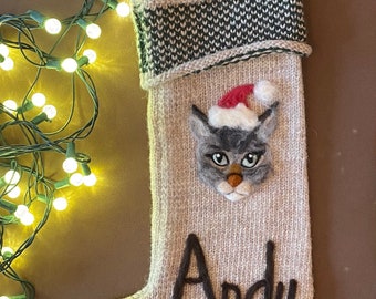 One-of-a-Kind CUSTOM Handmade Christmas Stocking of YOUR CAT!!