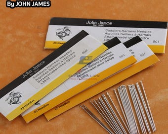 John James Leather Needle – Round Tip – For Hand Sewing Leather. Sold Individually – 4 Sizes [Pack of 5 Needles]