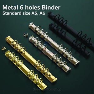 Mecanismo para fichário de 6 argolas – tamanhos A5/A6 – argola para caderno e planejador