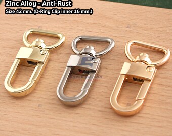Draaibare karabijnsluiting met D-ring – zinklegering, 42 mm, nr. 6979 (pak van 2 stuks/kleur)