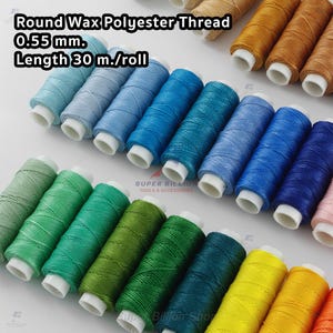 0.55 mm Waxed Polyester Thread, 30 meters long. Ideal for hand-stitching leather or making accessories.