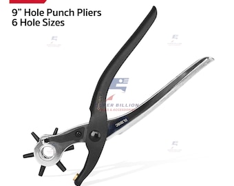 Deli Hole Punch Pliers – 6 Round Sizes – DL1919C for Leather, Belts, Bags & Paper – 9 Inch Tool