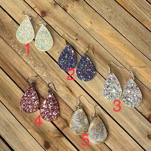 Teardrop Resin Earrings Featuring Glitter Accents