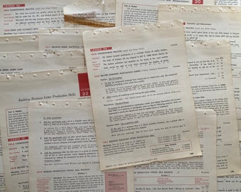 20 Vintage Typing Pages from Typewriting Manual, Scrap Paper