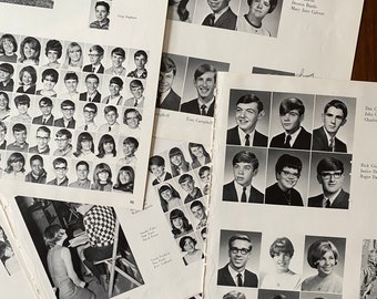 1960s Vintage Yearbook Photos 12 Pages, high school black and white photos for collage, junk journal, scrapbook