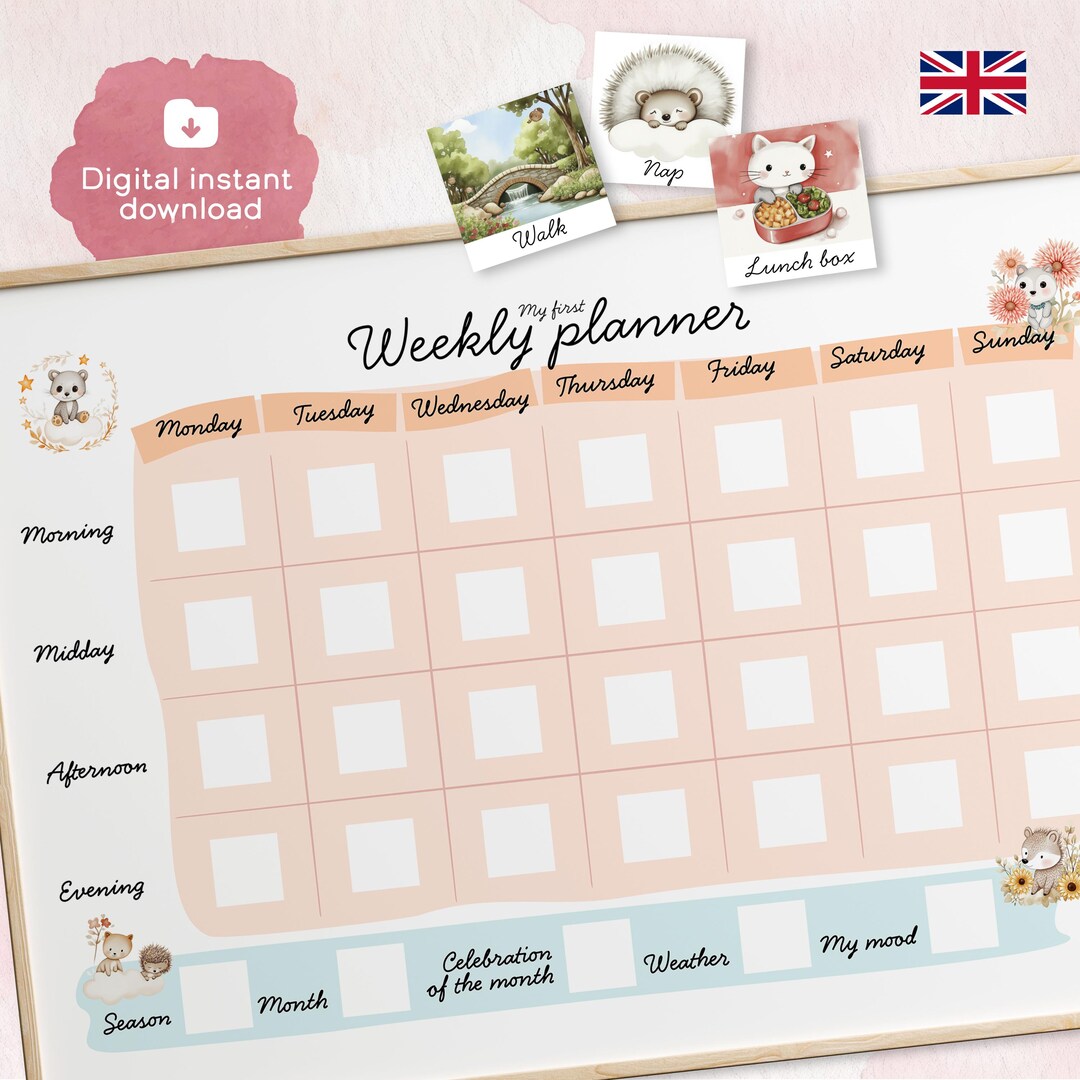Montessori Weekly Planner in English for Kids and Toddlers, Routine Kit ...